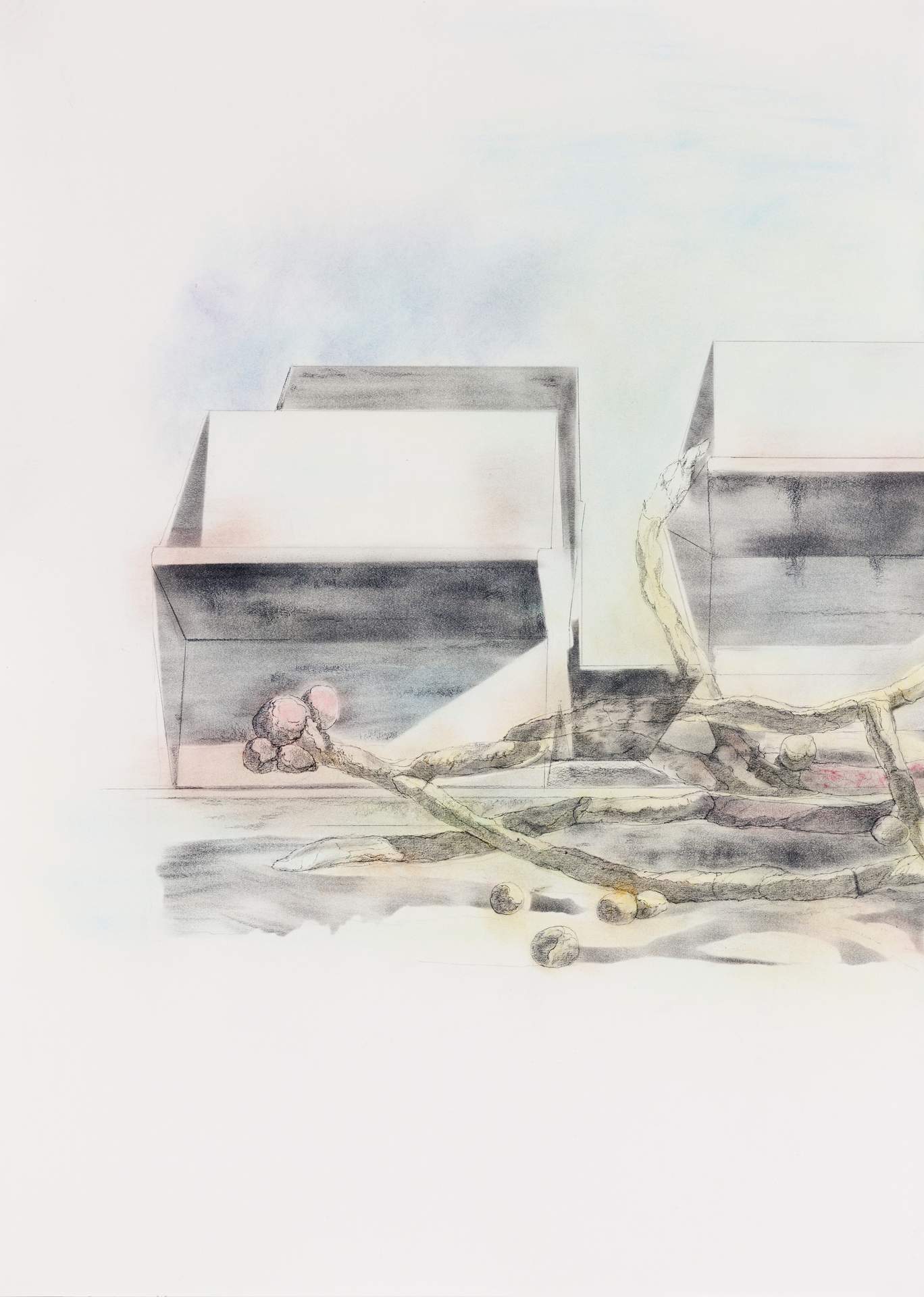 011_ARCHIVO, sketch, 59 x 42 cm, pencil, dry pigments, paper, 2023