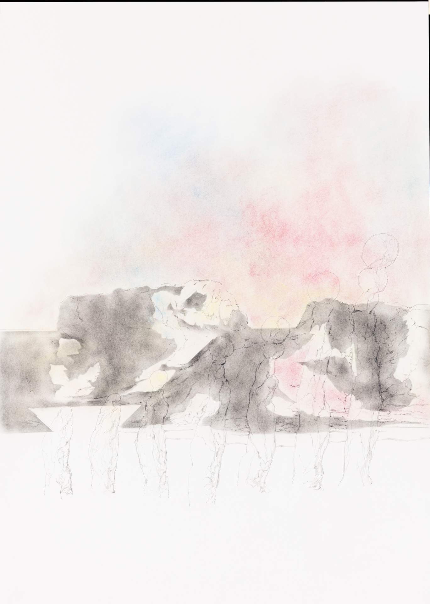 09_ARCHIVO, sketch, 70 x 50 cm, pencil, dry pigments, paper, 2024